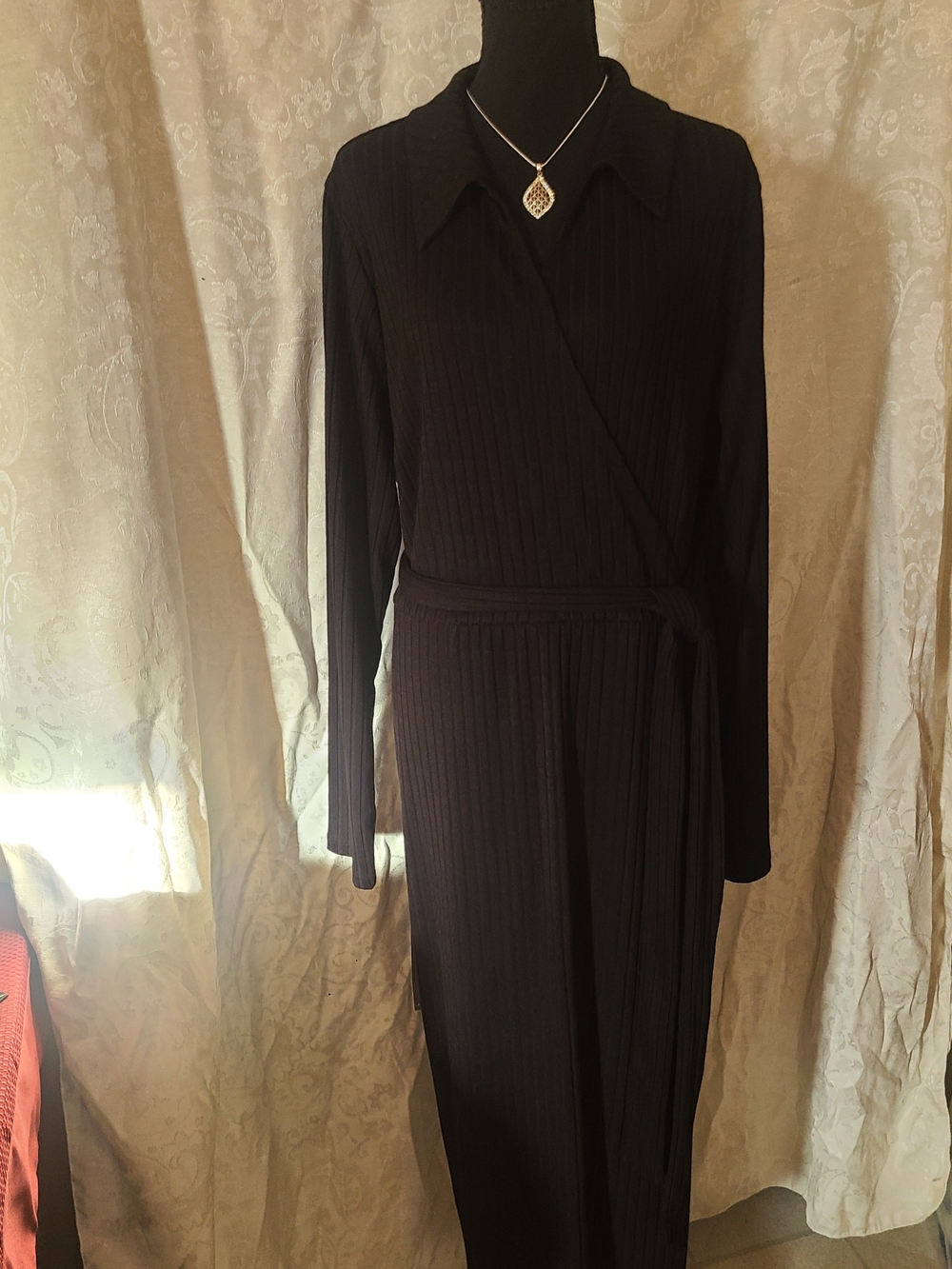 Black Long Sleeve Wrap Dress - Classic Women's Dress